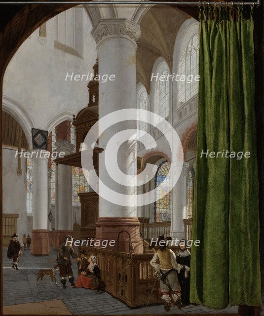 Interior of the Oude Kerk in Delft, 1654. Artist: Houckgeest, Gerard (ca. 1600-1661)