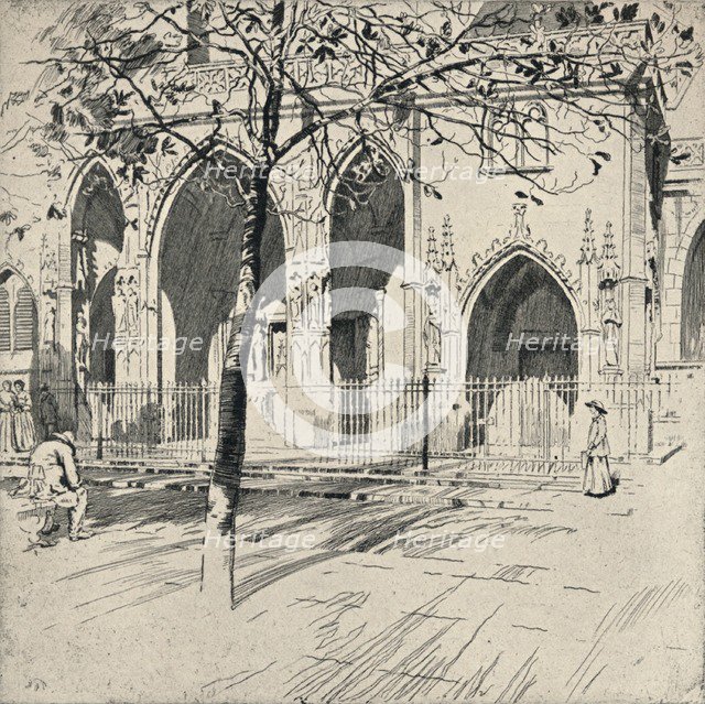 'Façade of the Church of St Germain-l'Auxerrois', 1915. Artist: Raymond Ray-Jones.