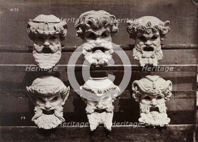 Masks from the Control Room (Masques du vestibule de contrôle), c. 1870. Creator: Louis-Emile Durandelle.