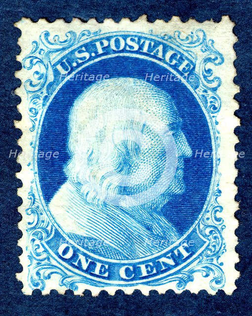 1c Franklin reprint single, 1875. Creator: Continental Bank Note Company.
