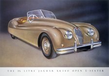 Poster advertising a Jaguar XK 140, 1954. Artist: Unknown