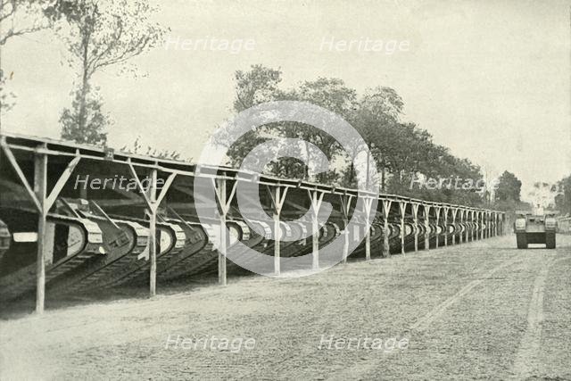 'A Park of British Tanks' just behind the front line, (1919).  Creator: Unknown.
