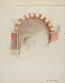 Restoration Drawing: Main Doorway and Arch to Mission House, 1936. Creator: Robert W.R. Taylor.