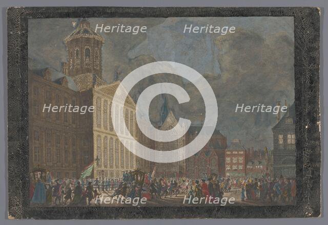 View of the town hall in Amsterdam with the arrival of Willem V and Wilhelmina van..., 1768-1799. Creator: Anon.