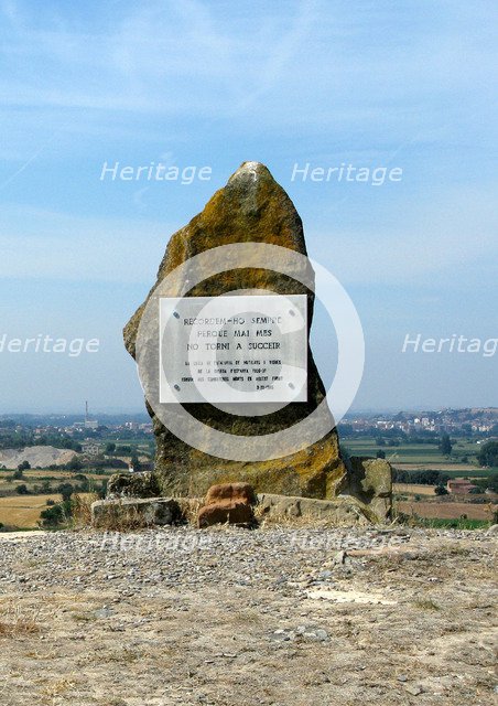 Monolith at the high point where the defense of the 'Tossal del Deu' known as 'El Merengue' was h…