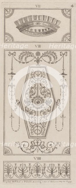 Panels of Ornament, nos. VII-VIIII ("Designs for Various Ornaments," pl. 4), May 1, 1777. Creator: Michelangelo Pergolesi.