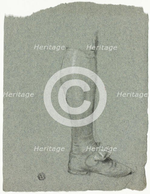 Leg of Standing Figure (recto); Sketch of Shoes (verso), n.d. Creator: John Downman.