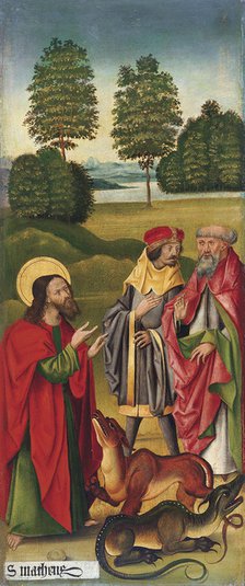 The Miracle of Saint Matthew taming the Dragons, 1478. Artist: Mälesskircher, Gabriel (ca. 1425-1495)