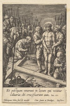 The Preparation of the Cross, before 1619. Creator: Hieronymous Wierix.