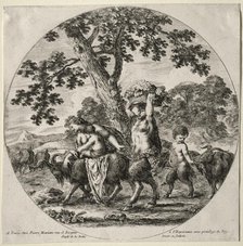 A Satyr Family Traveling. Creator: Stefano Della Bella (Italian, 1610-1664).