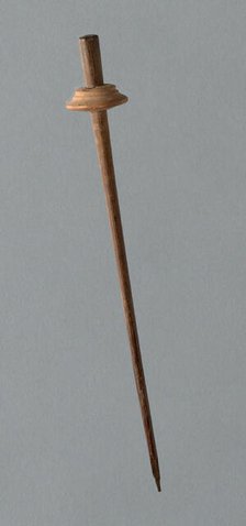 Wooden Spindle with Ceramic Whorl, Peru, 1000/1476. Creator: Unknown.