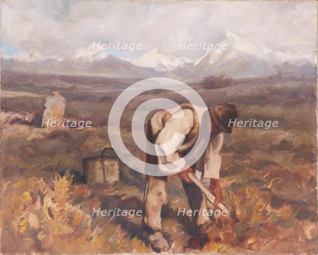 Autumn work (digging potatoes), 1934. Creator: Zolo Palugyay.
