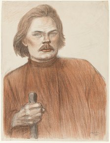 Frontal Portrait from the Waist Up of Maxime Gorki, 1905. Creator: Theophile Alexandre Steinlen.
