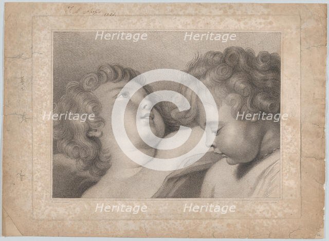 Two heads of cherubs, 1800. Creator: Thomas Cheesman.