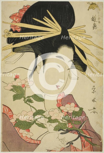 The Courtesan Hinazuru of the Chojiya, c. 1795. Creator: Ichirakutei Eisui.