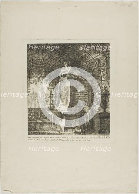 The Trellised Fountain, frontispiece from Paysages Dédiés à M. Warelet, 1764. Creator: Salomon Gessner.