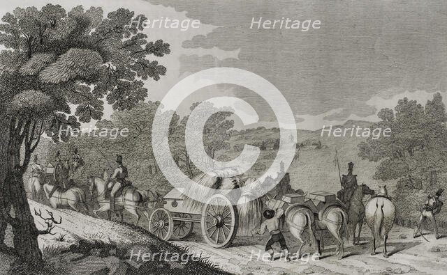 First Carlist War, (1833-1840): Driving a convoy, 1842. Creator: Pedro Celestino Mare.