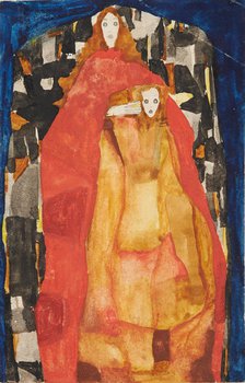 Mother with child in red coat, 1911. Creator: Schiele, Egon (1890-1918).