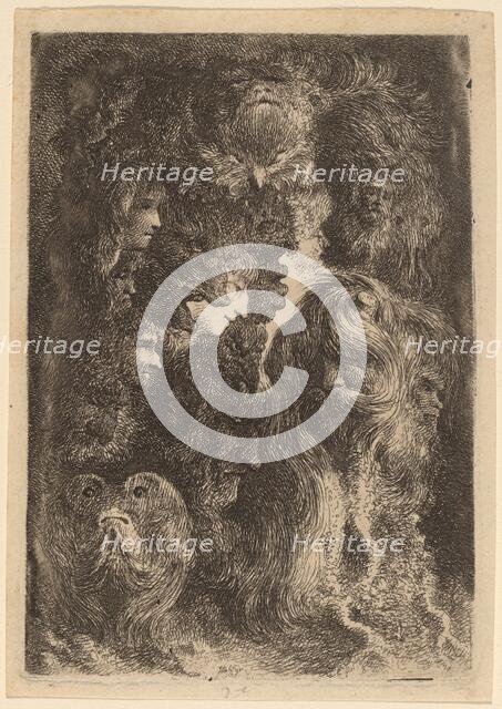 Fantastic Heads, 1638. Creator: Jacob III de Gheyn.