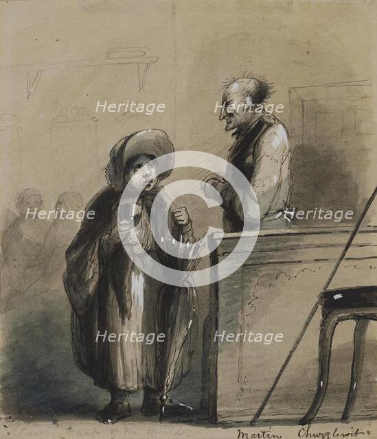 Sairey Gamp and Mr. Mould, 1825-1870. Creator: Alfred Jacob Miller.
