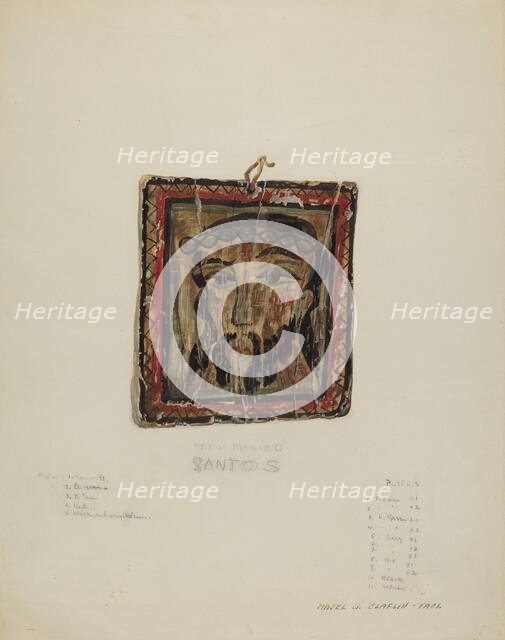 Small Christo Head - Retablo, c. 1940. Creator: Majel G. Claflin.