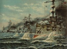 Naval Battle of Santiago de Cuba, 1898, navy from Spain and from the United States of America.