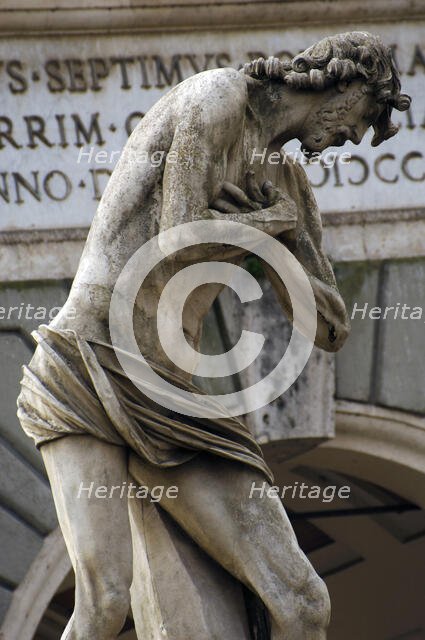 Statue of Jesus on the Ponte Milvio over the River Tiber, Rome, Italy, 2009. Creator: LTL.