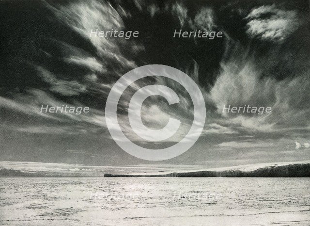 'Remarkable Cirrus Clouds Over The Barne Glacier', 19 Dec 1911, (1913). Artist: Herbert Ponting.