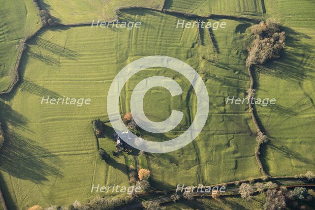 Shrunken village earthworks and ridge and furrow earthworks, near Carlton Curlieu, Leics, 2020. Creator: Damian Grady.