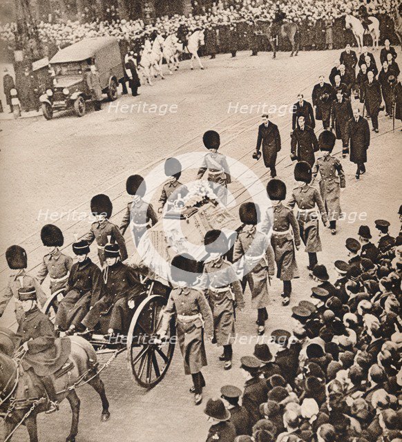 'Simple Majesty: King George's coffin, covered by the Royal Standard', 1936. Artist: Unknown.