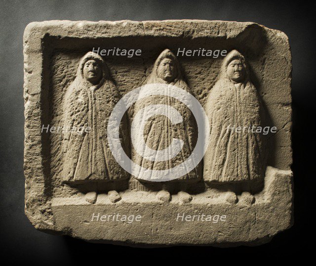 Three genii relief, Housesteads Fort, Hadrian's Wall, Northumberland, c2012. Artist: Alun Bull.