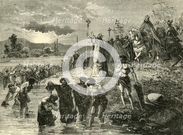 'Charlemagne Causing the Saxons to be Baptised in the Weser', (782AD). 1890.   Creator: Unknown.