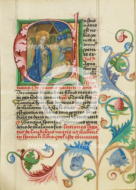 Initial C: The Nativity; Prayer Book, about 1470-1480. Creator: Workshop of Valentine Noh.