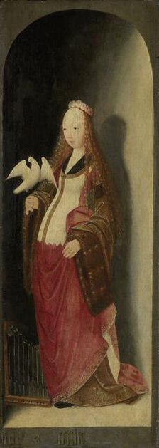 Saint Cecilia, right wing of a triptych, 1490-1500. Creator: Master of Brunswick.