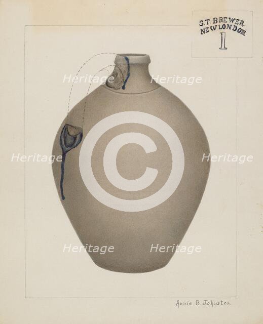 Stoneware Jug, c. 1937. Creator: Annie B Johnston.