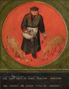 He who would waste his effort casts roses before swine, 1558. Creator: Bruegel (Brueghel), Pieter, the Elder (ca 1525-1569).