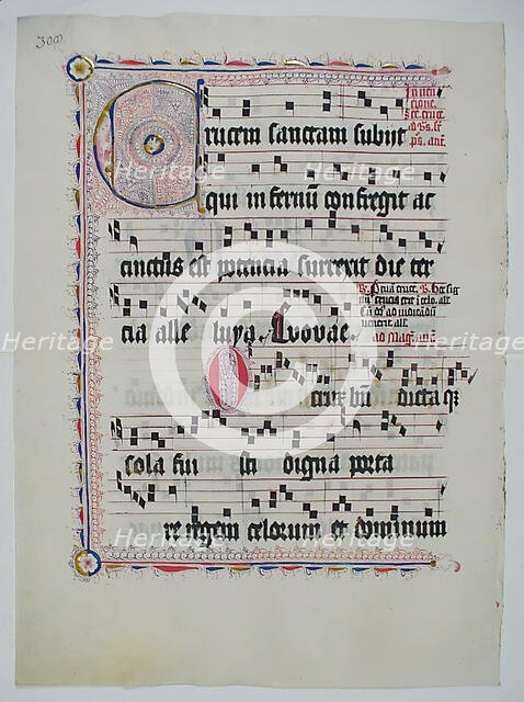 Manuscript Leaf with Initial C, from an Antiphonary, German, second quarter 15th century. Creator: Unknown.