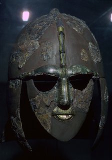 Sutton Hoo Helmet, from the ship burial, 7th century. Artist: Unknown