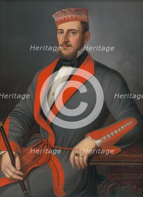 Portrait of Donáth Váradá-Szakmáry in a dressing gown, 1850-1900. Creator: Peter Michal Bohún.