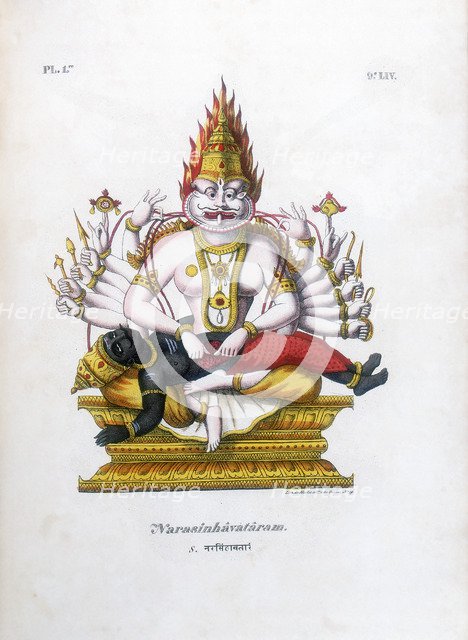 Vishnu, one of the gods of the Hindu trinity (trimurti), c19th century. Artist: A Geringer