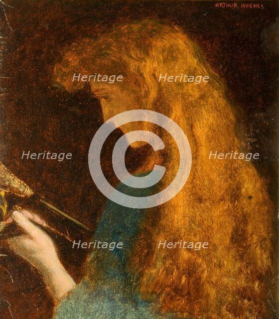 Study of a Girl's Head, 1880-1886. Creator: Arthur Hughes.