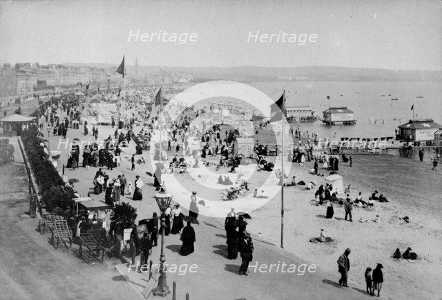 The seafront at Weymouth, Dorset, 1890s. Artist: Unknown