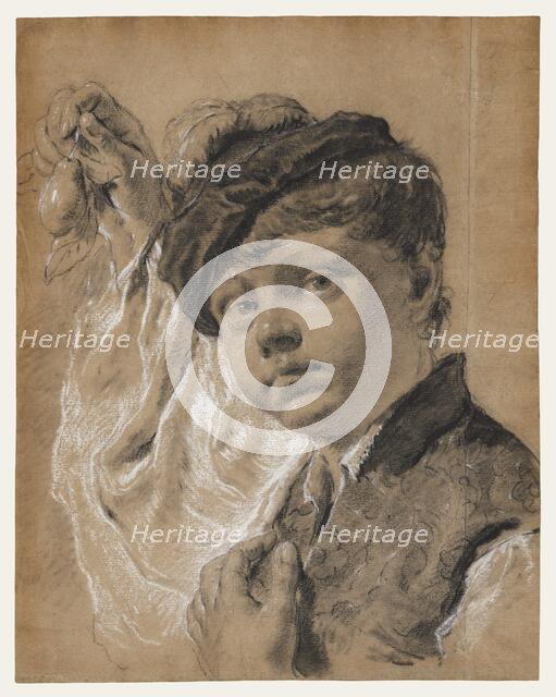 A Boy Holding a Pear (Giacomo Piazzetta?), about 1737. Creator: Giovanni Battista Piazzetta.