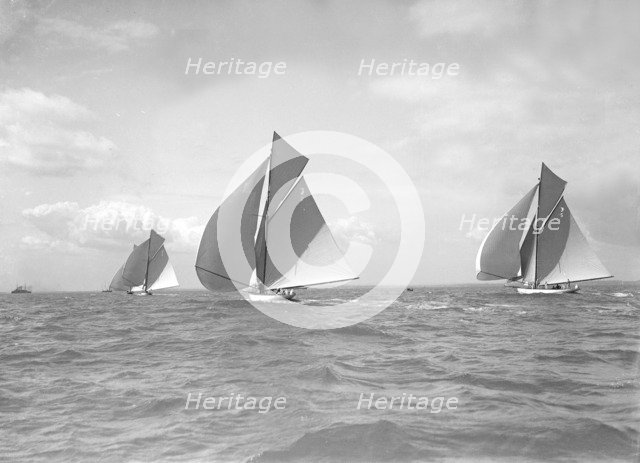 The 12 Metre class 'Alachie', 'Cintra' and 'Ierne' racing at Cowes, 1911. Creator: Kirk & Sons of Cowes.