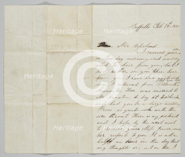 Letter to John Copeland from his wife Ann, February 18, 1861. Creator: Ann Hurst Copeland.