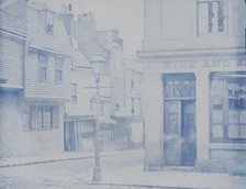 [Street with Lamp Post and Wine Shop], 1850s. Creator: Unknown.