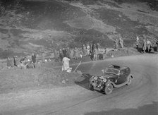 Riley Falcon or 4-light Kestrel of GCS Turner, RSAC Scottish Rally, Devil's Elbow, Glenshee, 1934. Artist: Bill Brunell.