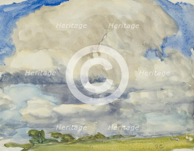 Landscape with expansive cloudy sky, c1875-1944. Creator: George Clausen.