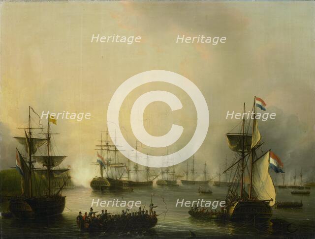 The Bombardment of Palembang, Sumatra, 24 June 1821, 1821-1848. Creator: Martinus Schouman.