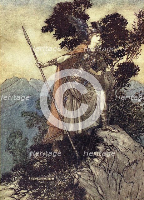 Brunhilde. Illustration for The Rhinegold and The Valkyrie by Richard Wagner, 1910. Artist: Rackham, Arthur (1867-1939)